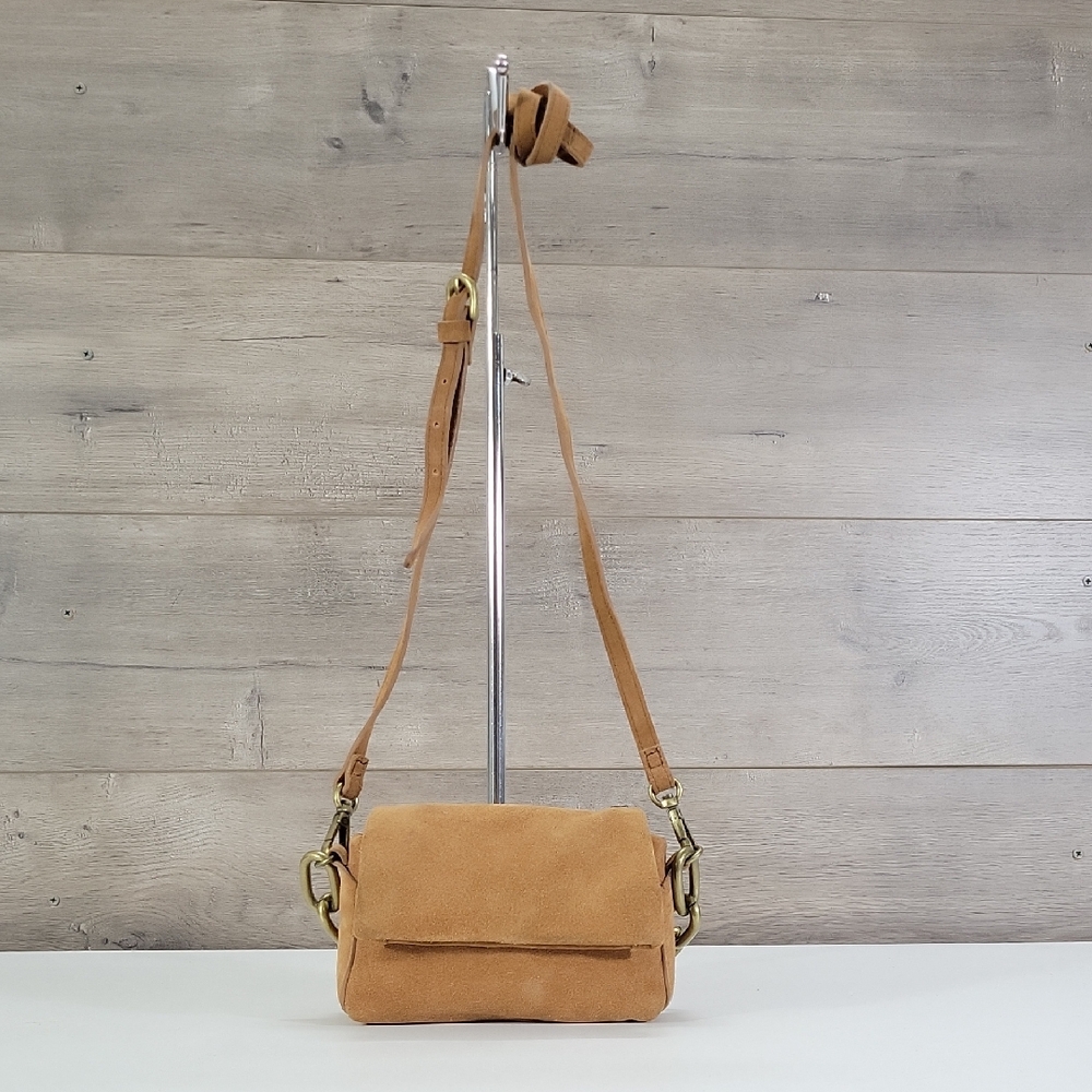 Free People Mini Tan Suede Leather Convertible Crossbody Bag